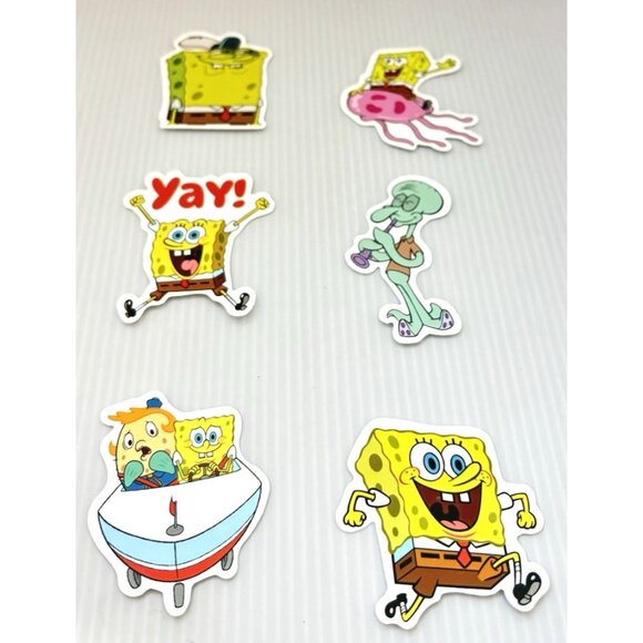 SpongeBob SquarePants 6pc Vinyl Stickers Lot Cartoon Water Bottle Laptop Decals - Picture 1 of 4